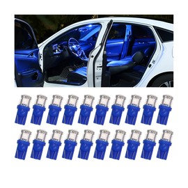 HZEL 20PCS T10 194 Car LED Light Bulb, 5SMD 5050 12V 168 W5W 2825 Vehicle Wedge License Plate Bulb, Automotive Interior Dome Map Door Trunk Courtesy Dash Lamps Accessories, Universal Fit (Blue)