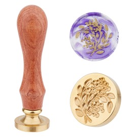 SUPERDANT Wild Berries Wax Sealing Stamp Wedding Vintage Seal Wax Seal Stamp Wax Sealing Stamp Brass Round Head Stamp with Wooden Handle for Gifts Packaging Greeting Cards