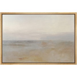 SIGNLEADER Framed Canvas Print Wall Art Pastel Watercolor Brown Sky Landscape Abstract Shapes Illustrations Modern Art Decorative Minimal Relax/Calm for Living Room, Bedroom, Office - 16"x24" NATURAL
