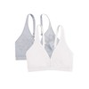 Fruit of the Loom Women's Wirefree Cotton Bralette, Heather Grey/White,
