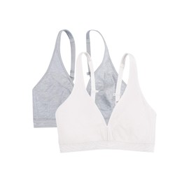 Fruit of the Loom Women's Wirefree Cotton Bralette, Heather Grey/White, 38C