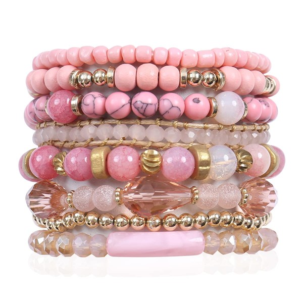 RIAH FASHION Multi Layer Bead Bracelet - Colorful Stacking Beaded