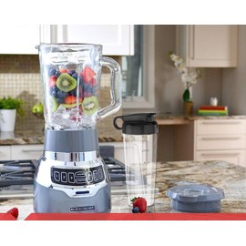 Black+Decker Quiet Blender with 6-Cup Cyclone Glass Jar, 3 Speeds + 3 Functions & Serrated Blade Technology for Faster Blending, Pulse Button and 24-oz Personal Jar, 900W