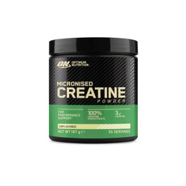 Optimum Nutrition Micronised Creatine Powder, 100% Pure Creatine Monohydrate Powder for Performance and Muscle Power, Unflavoured, 55 Servings, 187 g
