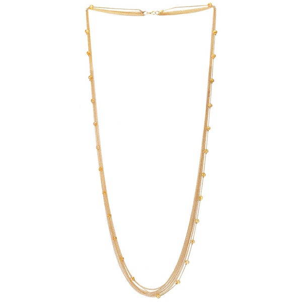 COOLSTEELANDBEYOND Multi-layer Long Chain Statement Pendant with Crystal Beads Charm