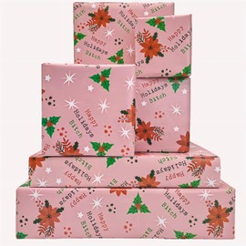Dtiafu Funny Wrapping Paper Rude Xmas Style - Happy Holiday Bixxh - Pink Holiday Wrapping Paper Adult - Perfect for Girlfriend Women - Inappropriate Gift Wrap - 20 x 28 Inch Per Sheet (6 Pcs)