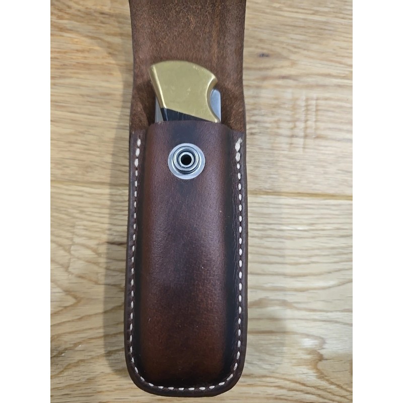 Leather Blades Buck 110 custom leather knife sheath. Tooled. Indian