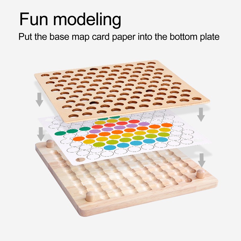Children Wooden Clip Beads Puzzle Board Hands Brain Training Bead