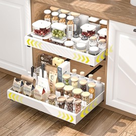 Diealles Shine Telescopic Drawer, Pack of 2, Adjustable Width 31-52 cm, Extendable Kitchen Drawer, No Drilling, Kitchen Cabinet Organiser, Extendable for Kitchen