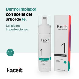 FACEIT I Dermolimpiador Facial En Espuma con Aceite del Árbol de Té I Paso 1 Limpiador I Elimina La Grasa y Suciedad del Rostro I Tratamiento Anti Acné I 180 ml