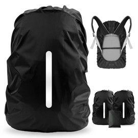 LAMA 2 Pack Waterproof Rain Cover for Backpack, Reflective Rucksack Rain Cover for Anti-dust/Anti-Theft/Bicycling/Hiking/Camping/Traveling/Outdoor Activities (Black, XL)