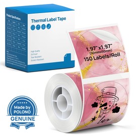 Thermal Labels for POLONO PM220S Label Maker, 2 inch (50mm) Thermal Label, Waterproof, Multi-Purpose Label Tape, 1 Roll of 150 Self-Adhesive Thermal Paper Gradient Pink