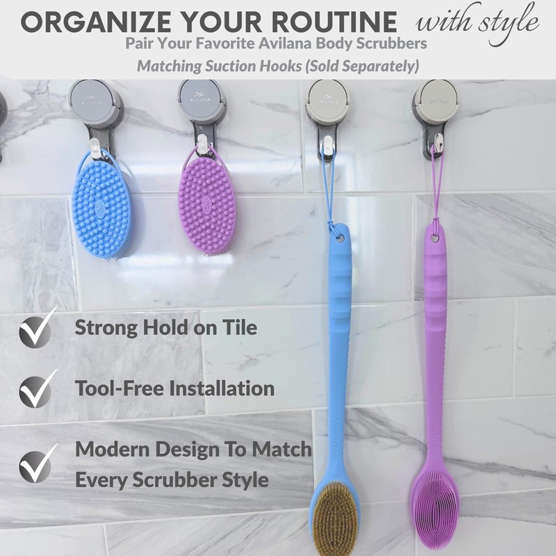 Avilana Back Scrubber for Shower,19 inch Silicone Body Scrubber with