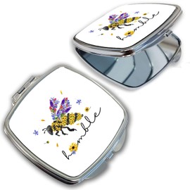BRGiftShop Inspirational Floral BumbleBee Be Kind Humble Compact Pocket Cosmetic Mirror