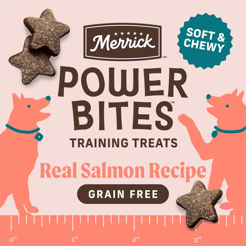 Merrick Power Bites Salmon Recipe Healthy Dog Treats, Real Salmon