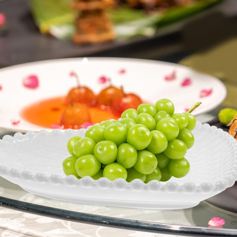 Luxshiny Heart Ceramic Plate, White, Solid, Reusable, Dishwasher Safe, 21.00X19.00X2.50CM,