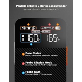 GoveeLife - Termómetro digital inalámbrico Bluetooth inteligente para carne, con alertas de aplicaciones | WiFi Unlimited Range, IP68 Waterproof, Char