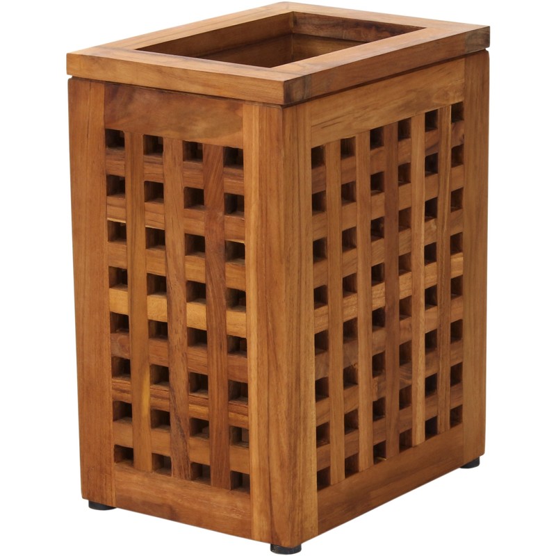 AquaTeak Grate Teak Waste Basket