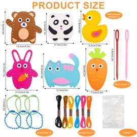 JLNGTHONG Sewing Kit for Kids Age 5 6 7 8 9 Cute Animal Felt Sewing Craft Kit, Fun Sewing DIY Craft Ornaments,Kids Educational Sewing Toys for Beginner Children Learn to Sew ﻿