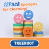 12 Colorful Smile Kitchen Sponges, Temperature Controlled Dish Sponge, Double