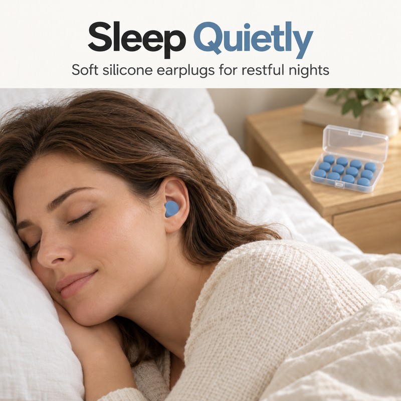 Silicone Ear Plugs for Sleeping – 12 Pcs (6 Pairs)