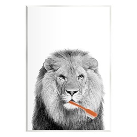 Stupell Industries Lion Brushing Teeth Bathroom Wall Plaque Art, Design by Annalisa Latella