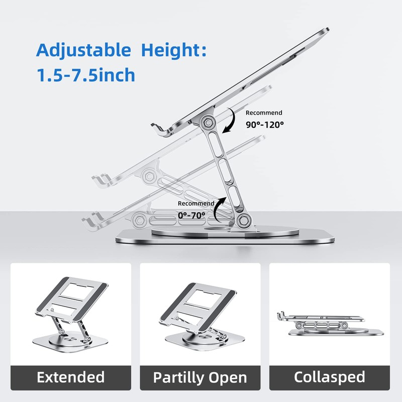 MCHOSE Laptop Stand with 360° Rotating Base, Foldable Adjustable Computer