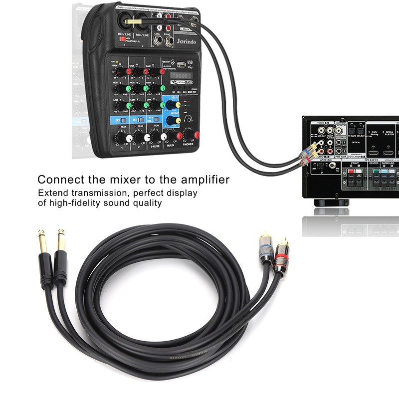 JORINDO Dual 6.35mm Male to Double RCA Male Cable Audio