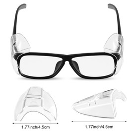 COMNICO 4 Pairs Safety Glasses Side Shields Flexible Slip on Clear Shields for Prescription Eye Glasses, Fits Small to Large Eyeglasses Universal