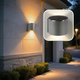 2 Pack Solar Wall Lights Outdoor Waterproof Aluminum Dusk to Dawn (Up & Down) Lighting Wall Sconce Porch Light Outdoor Automatic Led Light No Cable