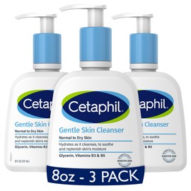 Cetaphil Face Wash, Hydrating Gentle Skin Cleanser for Dry to Normal Sensitive Skin, 8 oz 3 Pack, Fragrance Free, Soap Free and Non-Foaming