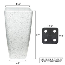 Stephan Roberts Rectangle 22 Inch Tall Planters, Durable Lightweight Indoor Outdoor Planting Pots with Soil Saver Shelf/Drainage Holes, Gardening Pots for Trees, Flowers and Plants, Set of 2, White