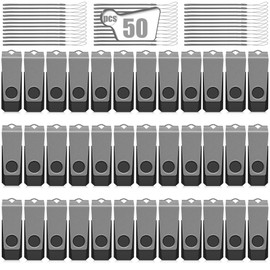 AGECASH 128MB USB Flash Drive 50 Pack Bulk USB 2.0 Thumb Drive Pack of 50 Grey Swivel Memory Stick USB Jump Drive Multipack 128MB for Data Stroage and Backup