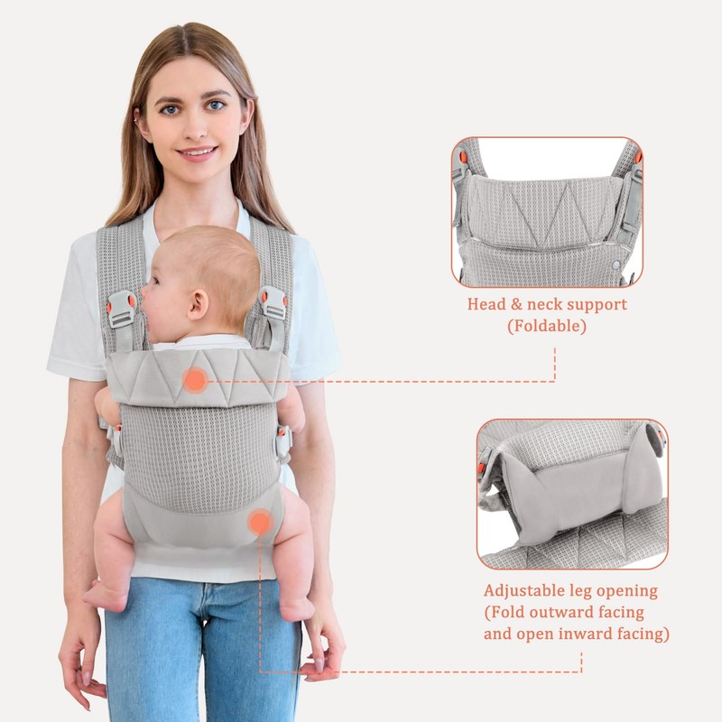 IULONEE Babytrage für Neugeborene Ergonomic Baby Carrier Tragbar Babytrage Vorne
