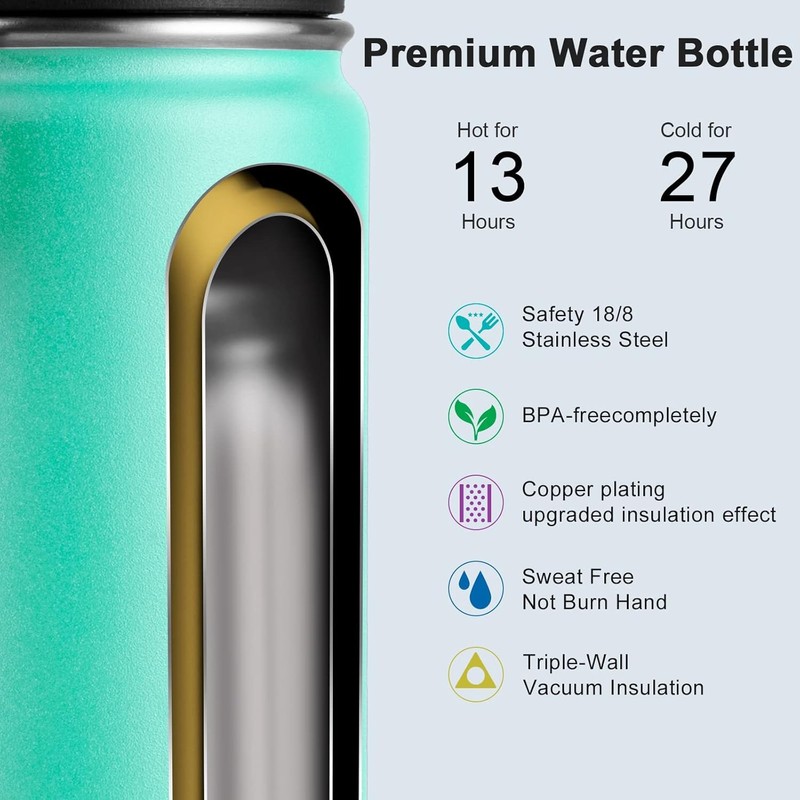 Koodee Insulated Water Bottle, 18 oz Stainless Steel Double Wall
