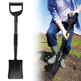 Garden Flat Shovel, 31 inch Small Transfer Shovels Heavy Duty Portable Mini Spade with Curved D-Handle for Gardening, Digging, Camping, Car, Kids Sand Beach Shovels