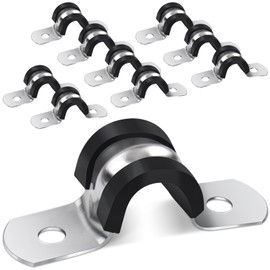 Jeboler Pipe Strap Clamp Ø 10 mm, 10Pcs Saddle Clips mit Rubber Cushioned, 304 Stainless Steel U Pipe Clips Rigid Conduits Clip, 2 Holes U Shaped Brackets Insulated Tube Clamp for Pipe Fixing