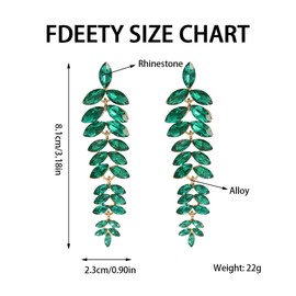 FDEETY Crystal Earrings for Women Long Hanging Crystal Earrings Hanging Wedding Bridal Rhinestone Earrings Fashion Jewellery, 金合金