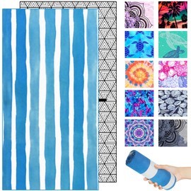 Microfiber Quick Dry Beach Towel – Lightweight Sand Free Oversized Large Towel Accessories Travel Must Have Swim Pool Yoga Camping Gear Summer Cruise Ship Compact Sandproof Item Gift Vertical Stripe