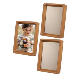uxcell 3 x 4inch Natural Wood Photo Frames, 3pcs Mini Wooden Finish Picture Frame Tabletop Photo Frame with Mat for Desktop Display Wall Mounting, Teak color