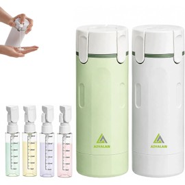 2 Piezas Dispensador de Viaje 4 en 1, 30ml, Portátil y Compacto, con Regulaciones de Transporte de Líquidos en la Aviación, Adecuado para Reenvasar Gel de Ducha, Champú, Loción, Sérum