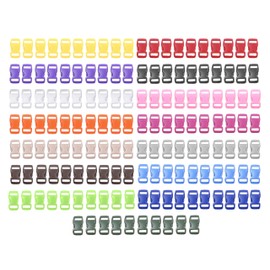HUAZIZ 150pcs Side Release Plastic Mini Buckles 3/8 Inch Buckle Clasps Side Release, 10 mm Plastic Mini Buckles for Paracord Bracelets, Cat Necklace, Webbing, Backpack Accessories, Tent, multicoloured