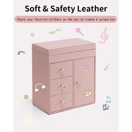 Vlando Musical Jewelry Box for Girls, Large Kid Music Box with Ballerina for Birthday Bedroom Decor, 4 Layer Girl Jewelry Gifts for Girls Kids - Pink