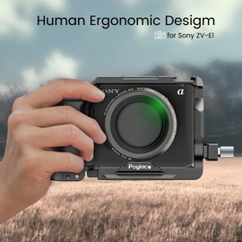 Poyinco Compatible for Sony ZV-E1 Camera Bracket with HDMI Cable Clip, NATO Rail, Cold Shoe and Multiple 1/4" and 3/8" Threaded Holes, Aluminum Video Bracket JN-098