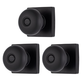 BRINKS – Contemporary Privacy Locking Interior Ball Door Knob, Matte Black - Designed for Sleek and Modern Homes and Blends Seamlessly with Interior Décor (E2436-122) (3 Pack)
