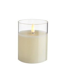3.5" X 4" Clear Glass Ivory Pillar Candle