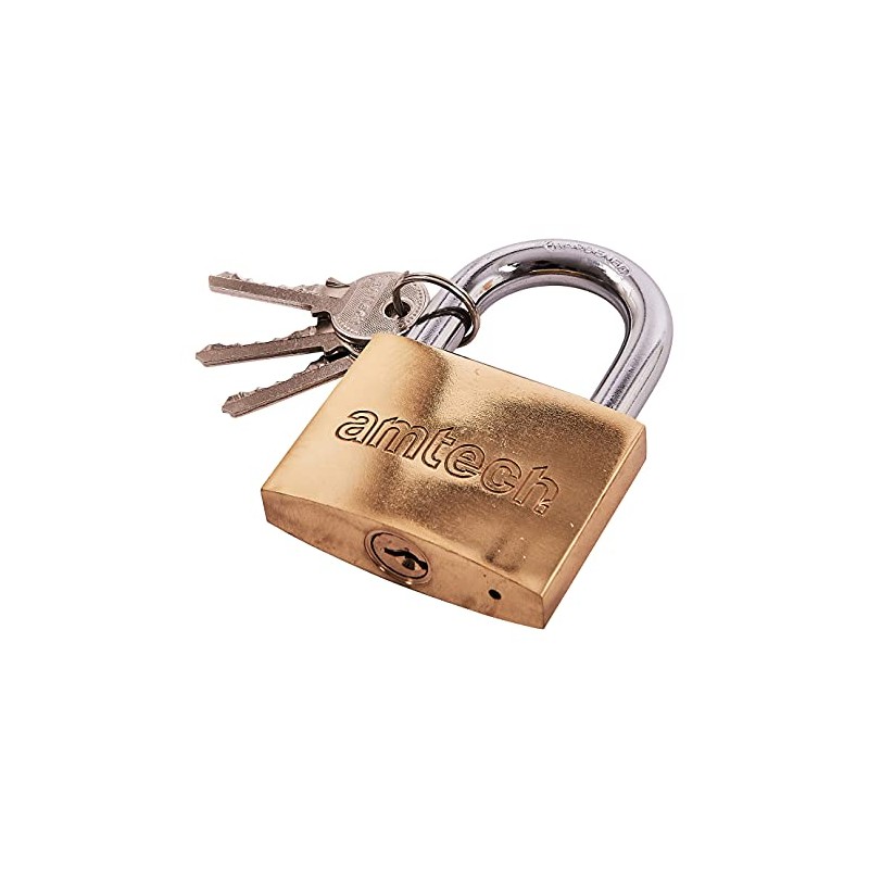 Amtech T1400C 63mm Solid Brass Padlock, Small Padlock with Keys
