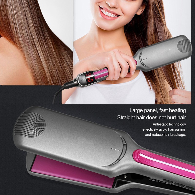 Professional Hair Straightening Ceramic Heating Plate Straightener LCD Display Hairdressing