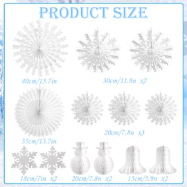 EASY JOY Christmas Decoration Pack of 13 White Winter Decoration Pom Poms Snowflake Christmas Tree Santa Claus for Christmas New Year's Eve Communion Winter Wedding Decoration