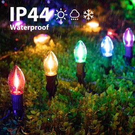 C9 Christmas String Lights Outdoor - 25.7 Feet 20 LED Christmas Pathway Lights with 20 Stakes Connectable Waterproof for Driveways Xmas Holiday Patio Decoration, Multicolored